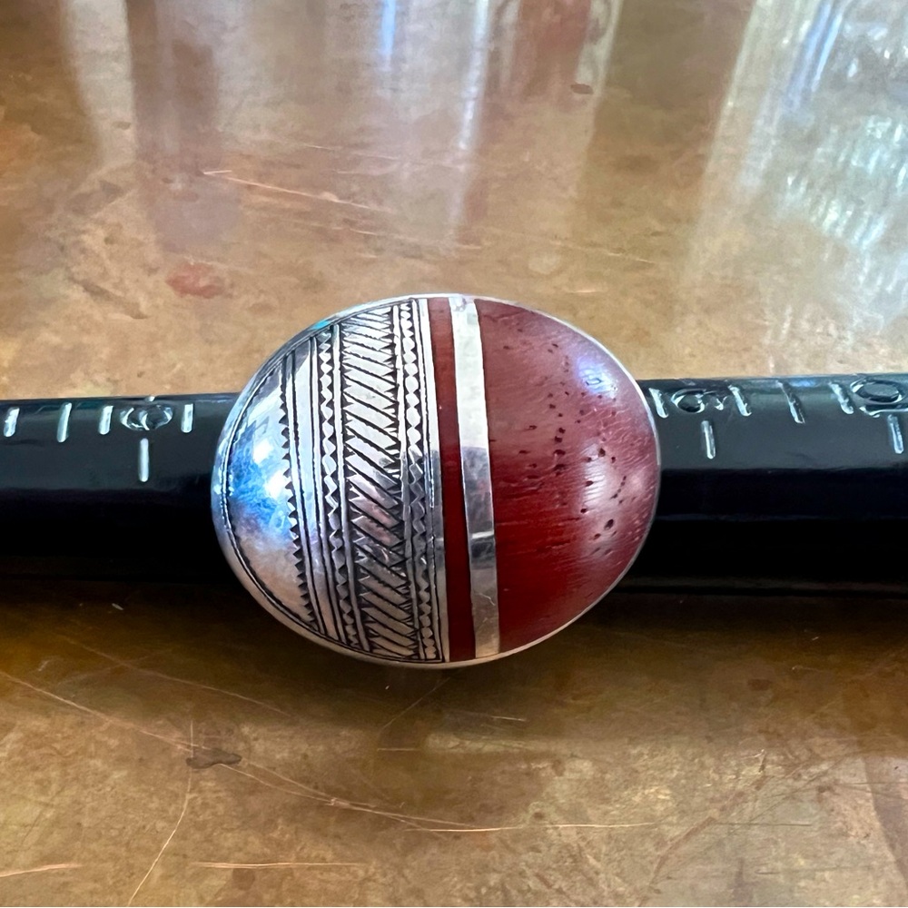 WEST AFRICAN TUAREG STERLING AND WOOD RING